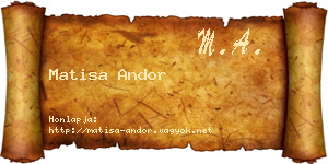 Matisa Andor névjegykártya